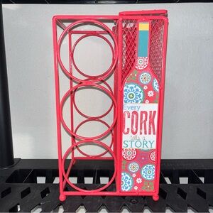" Every cork tells a story" wine cork metal holder 3 bottles & storage